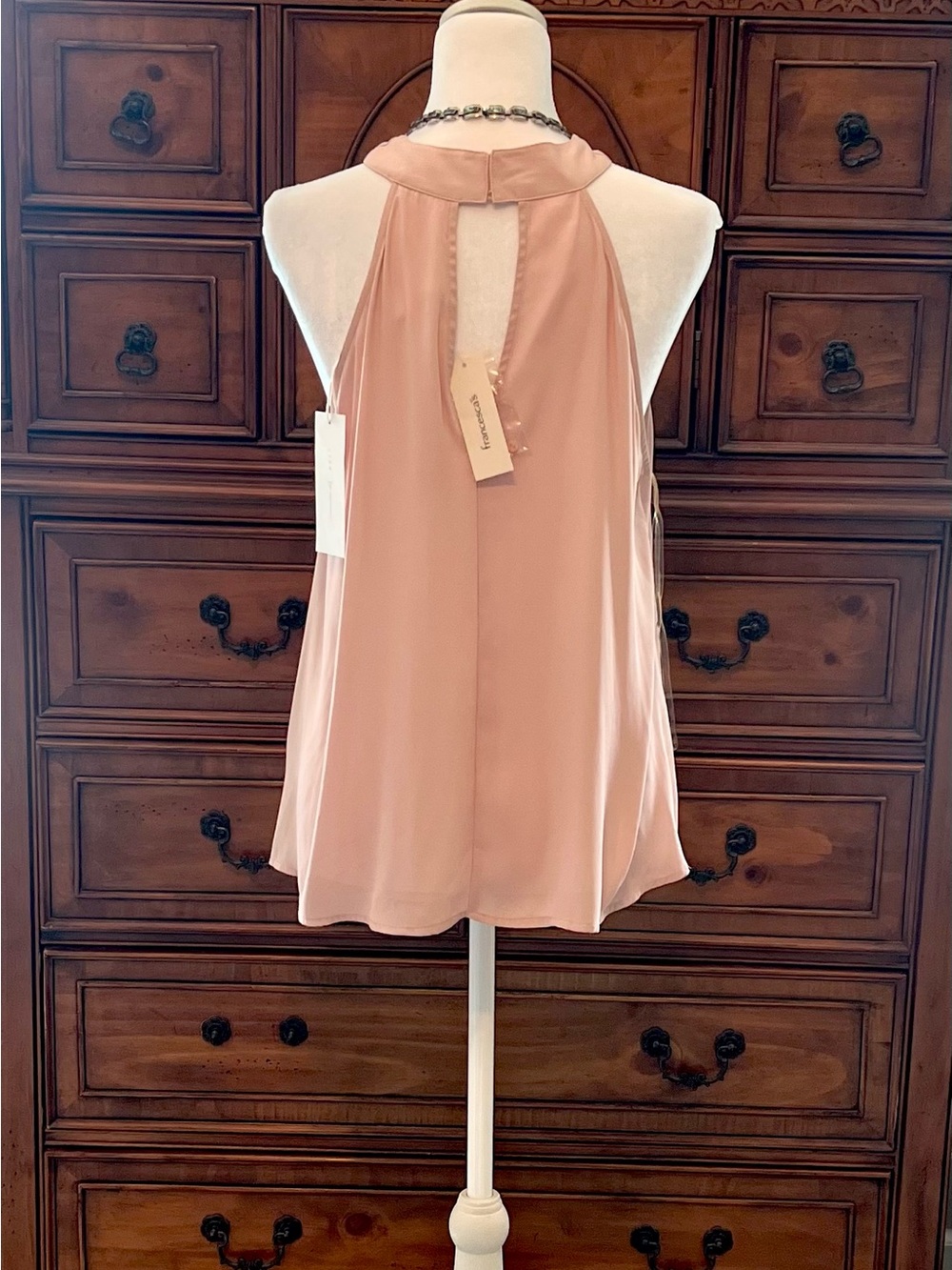 Francesca’s / Lush Blush Pink Twisted Halter Keyhole Blouse - Picture 2 of 5